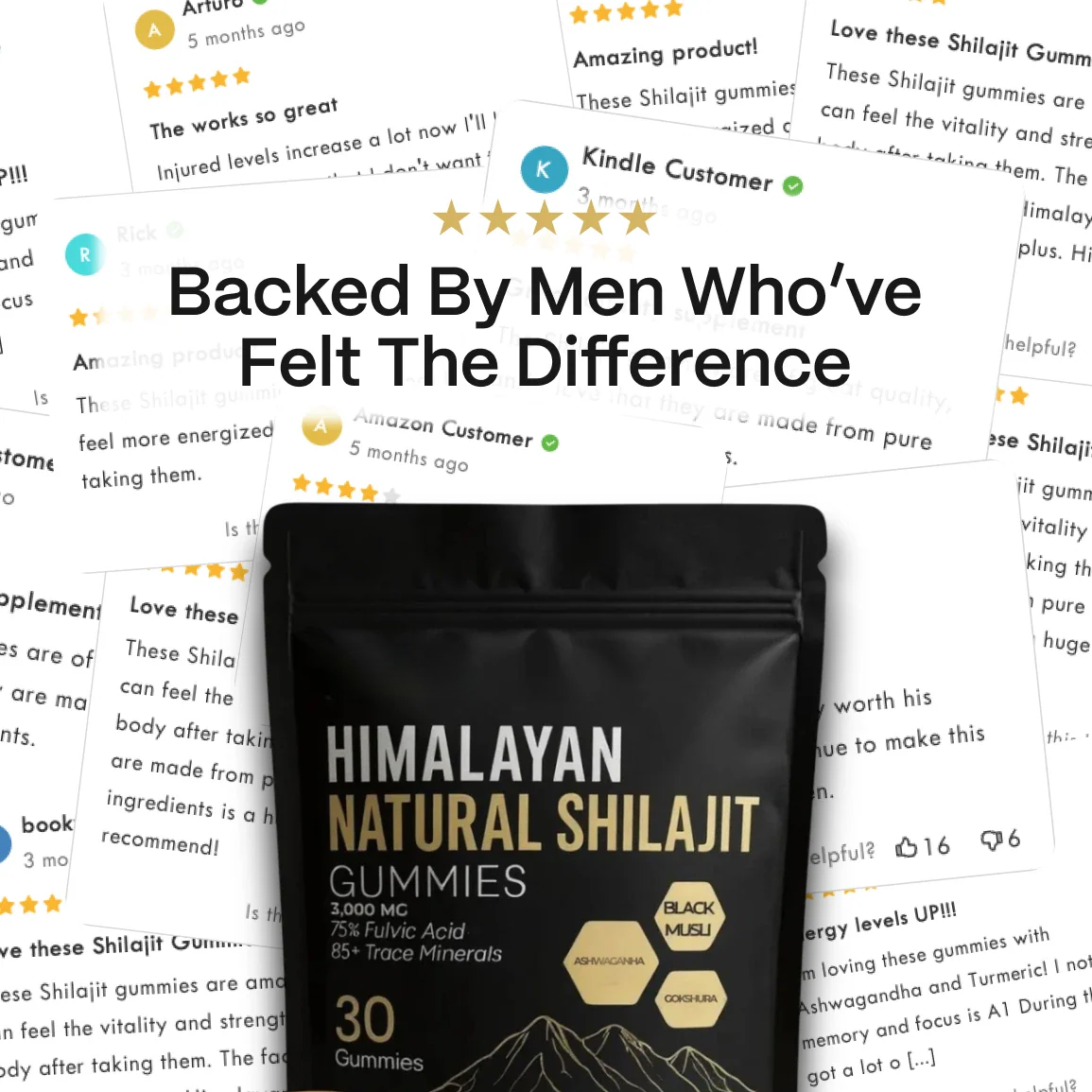 Premium Shilajit Gummies - 3000mg Kidney Cleanse & Vitality