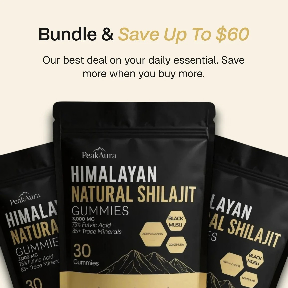 Premium Shilajit Gummies - 3000mg Kidney Cleanse & Vitality